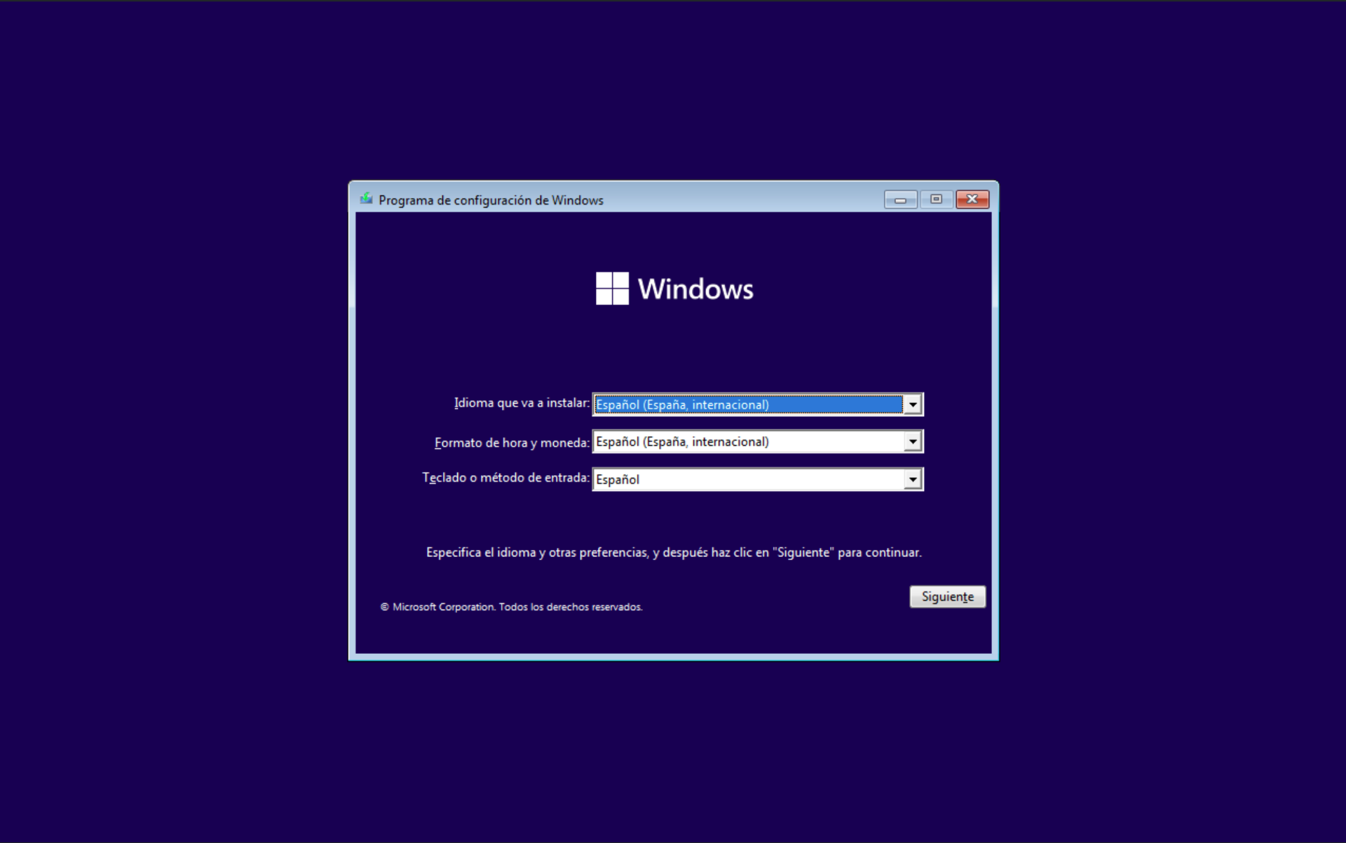 Inicio instalación Windows 11