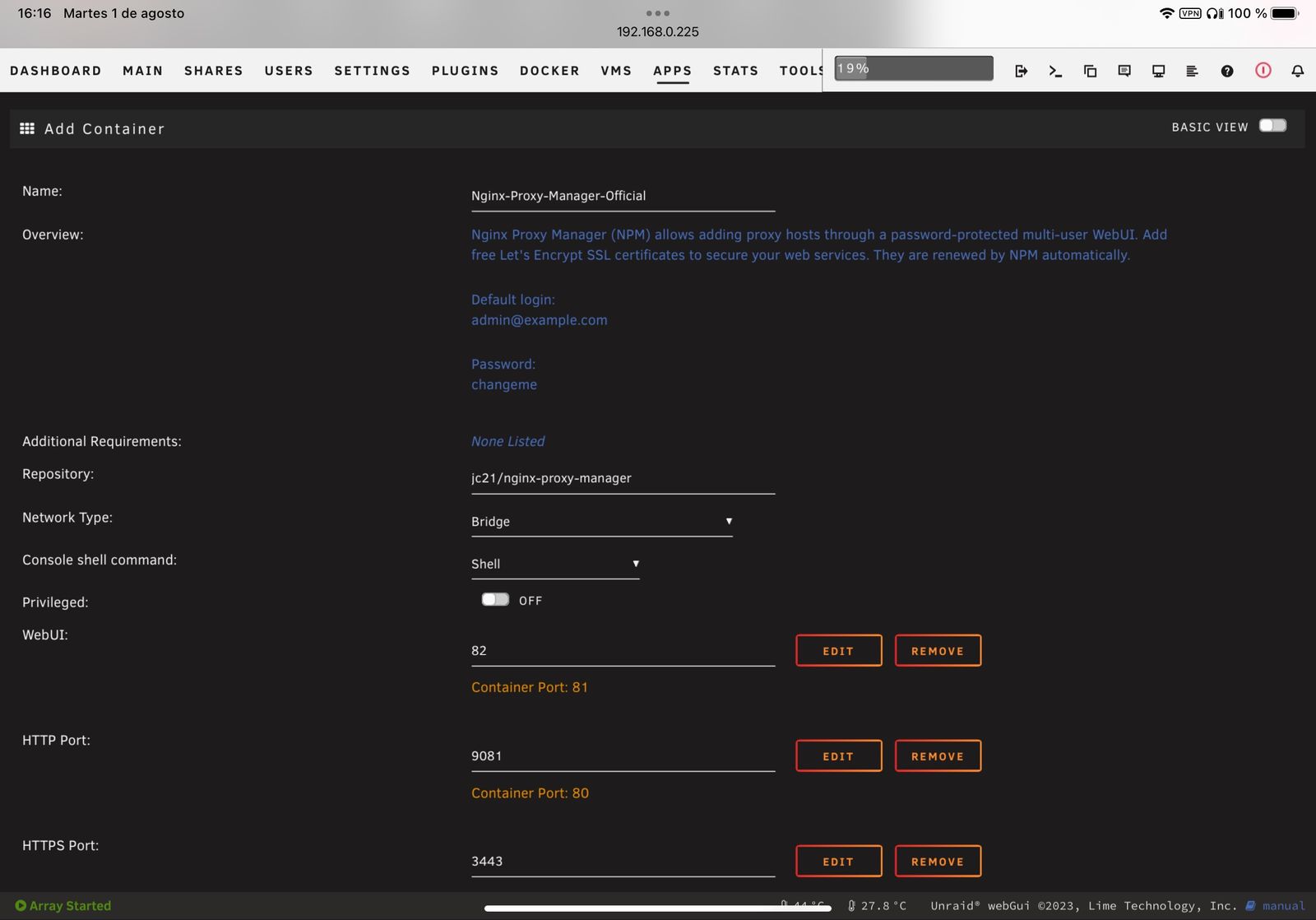 Instalación y configuración de nginx proxy manager